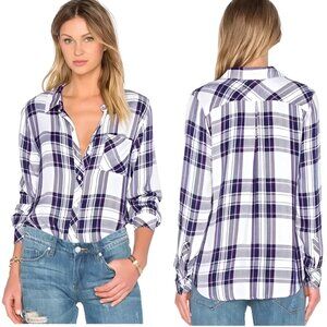 Rails Hunter White Dusk Rouge Button Down Flannel‎ Plaid Shirt